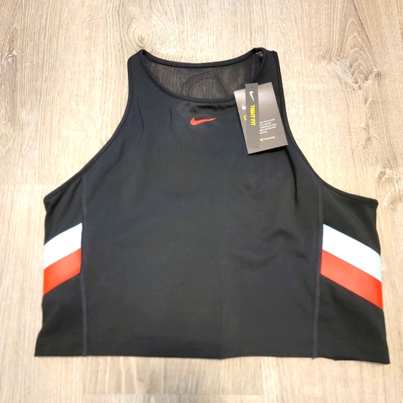 Nike Tops - BRAND NEW Nike Color Block Striped Cropped Tank In Black Women's Size XL